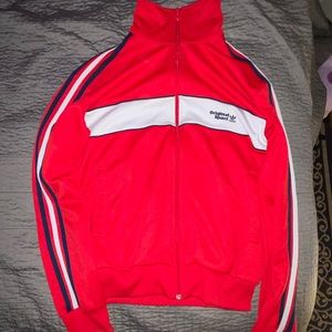 Adidas track suit red thick material